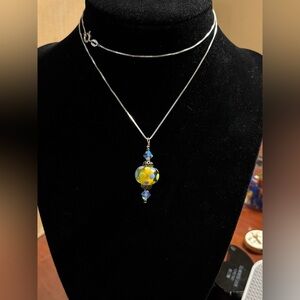 925 Sterling Silver Chain Necklace with Lampwork Bead #italy #handmade #Italy